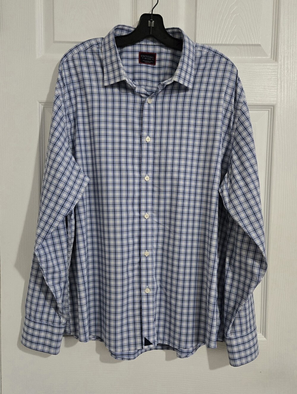 UNTUCKit Oliverhill Men's XXL Blue Plaid Performance Button Up Shirt Regular Fit